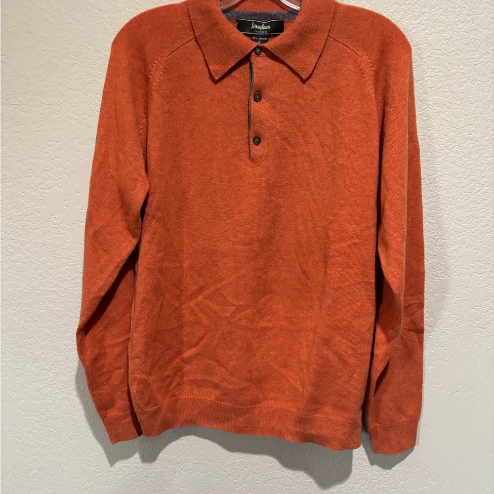 Neiman Marcus Men’s Orange Pullover Sweater Cashmere Size Small